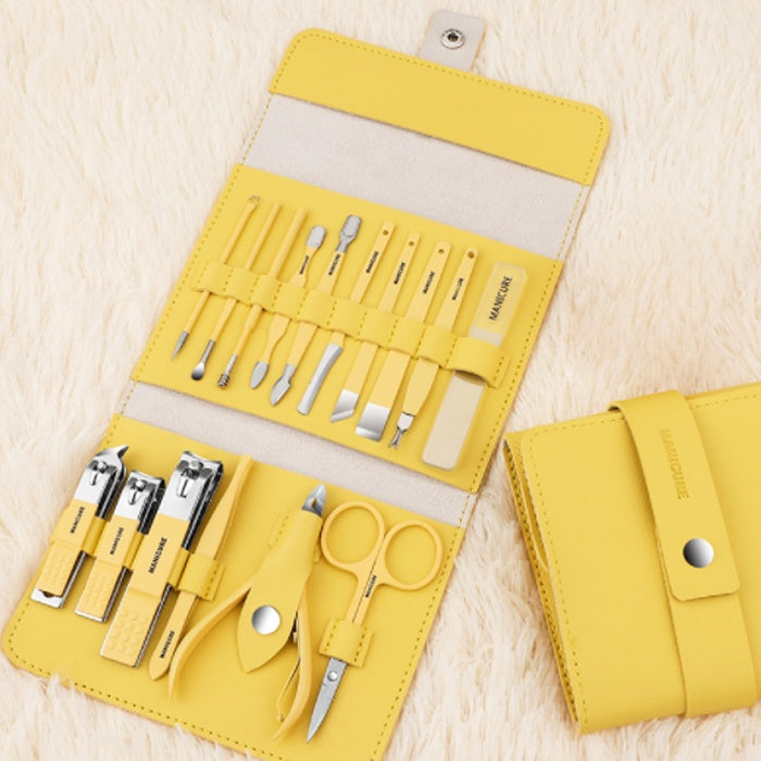 Manicure Care Set – Nail Cutter Set Stainless Steel With Folding Bag (Set 16Pcs)